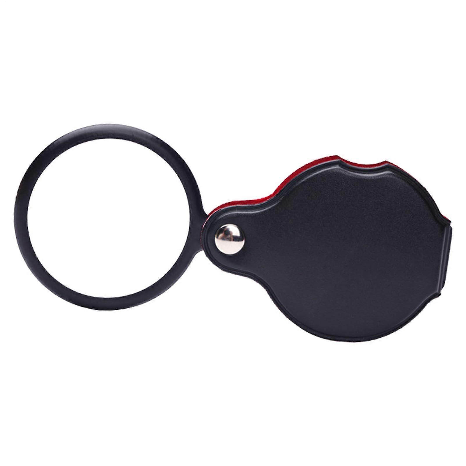 Handheld Magnifying Mirror with 5x Optical Glass Lens, Mini Pocket Size, Includes Leather Bag for Kids Learning Activities