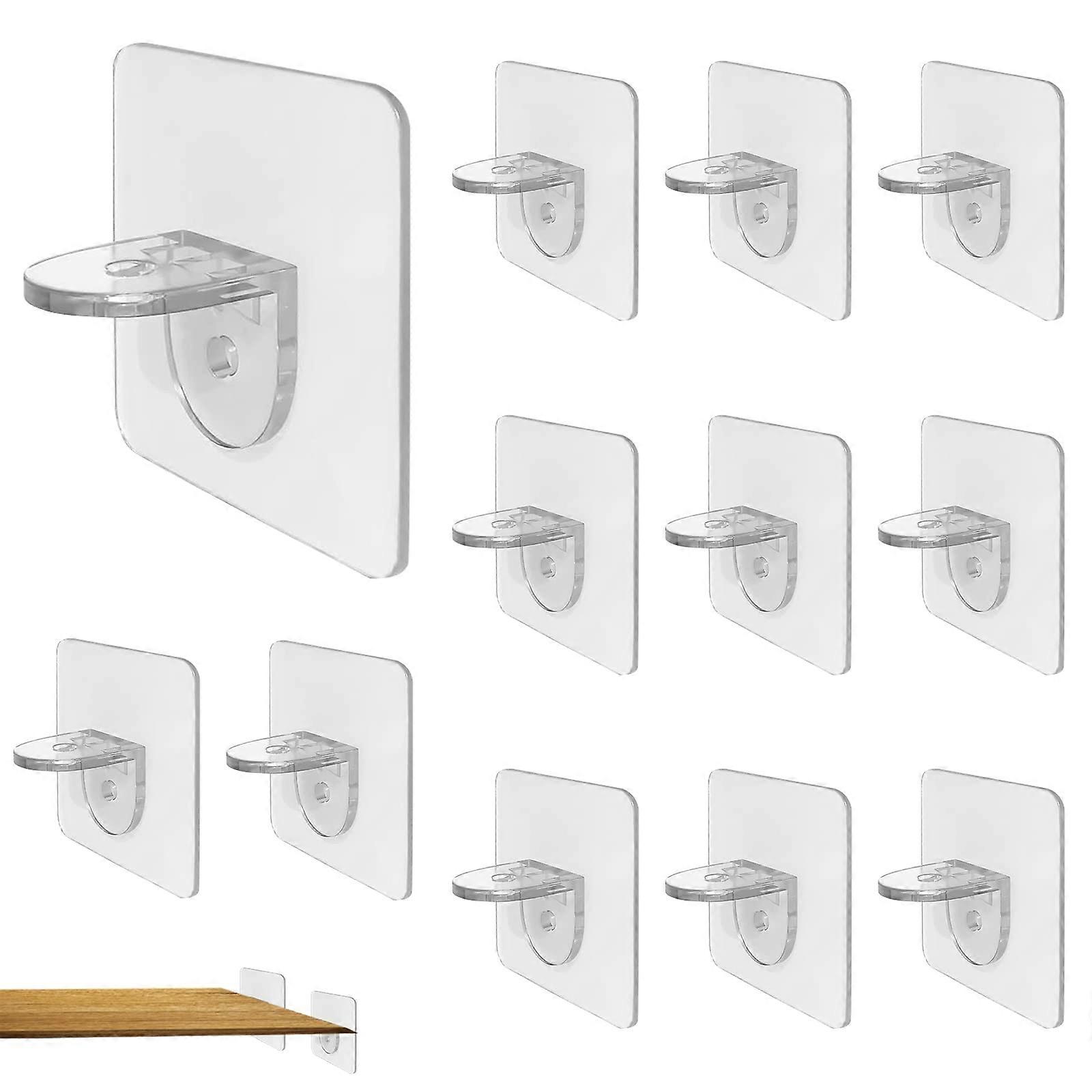 Pack of 12 SelfAdhesive Shelf Brackets, No Drilling Required, for Shelves