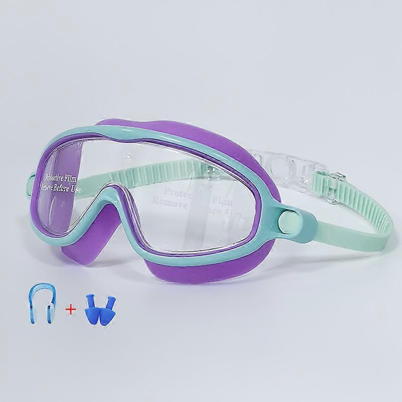 Suurirunkoiset uimalasit, teräväpiirtoiset vedenpitävät ja huurtumattomat uimalasit pojille ja tytöille (violetti, vihreä ja läpinäkyvä)