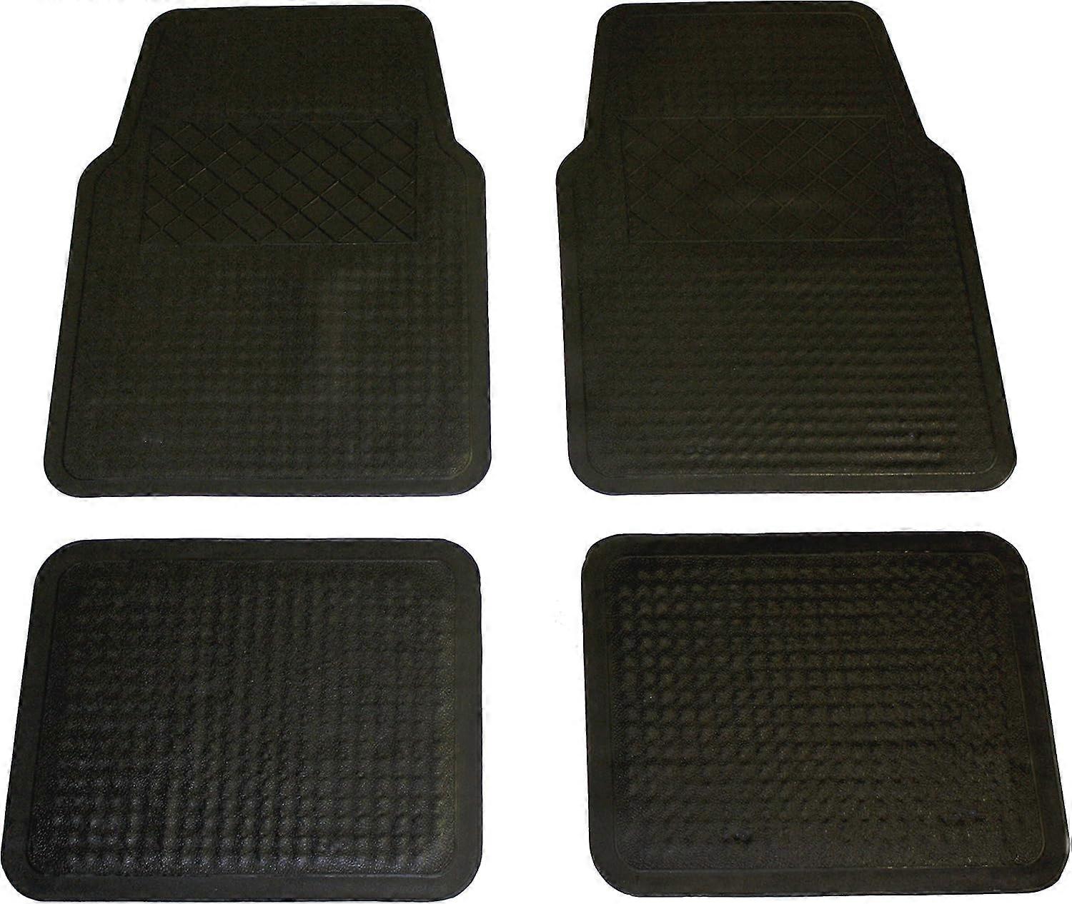 DBS - Floor Mats - Car/Auto - 4 Pieces: Front + Rear - Rubber - Universal - Cuttable Schwarz