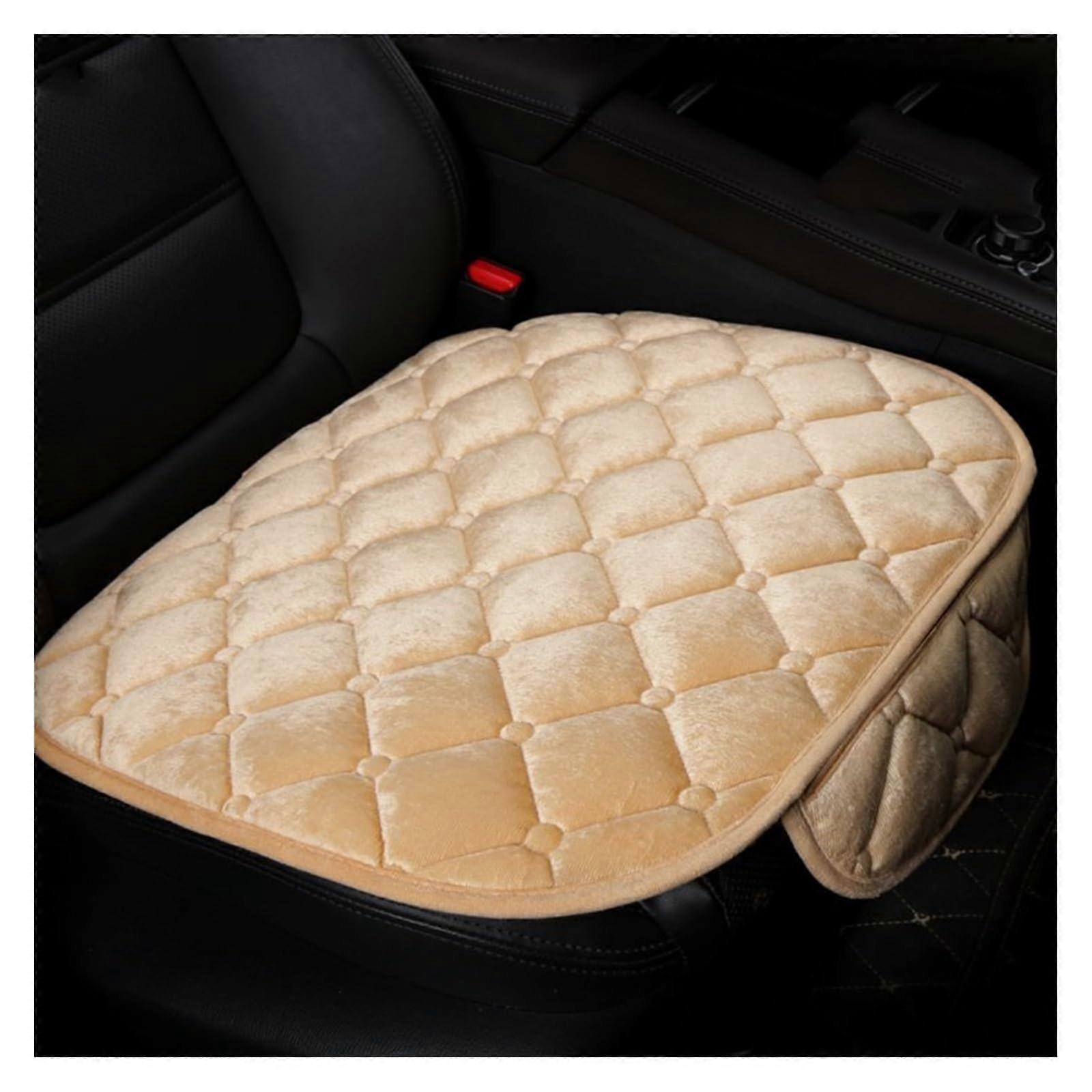 Autositzschoner Set Beige Front Plüsch Sitzbezüge Autositzkissen Schutz Polsterung für Autozubehör Universalkompatibel