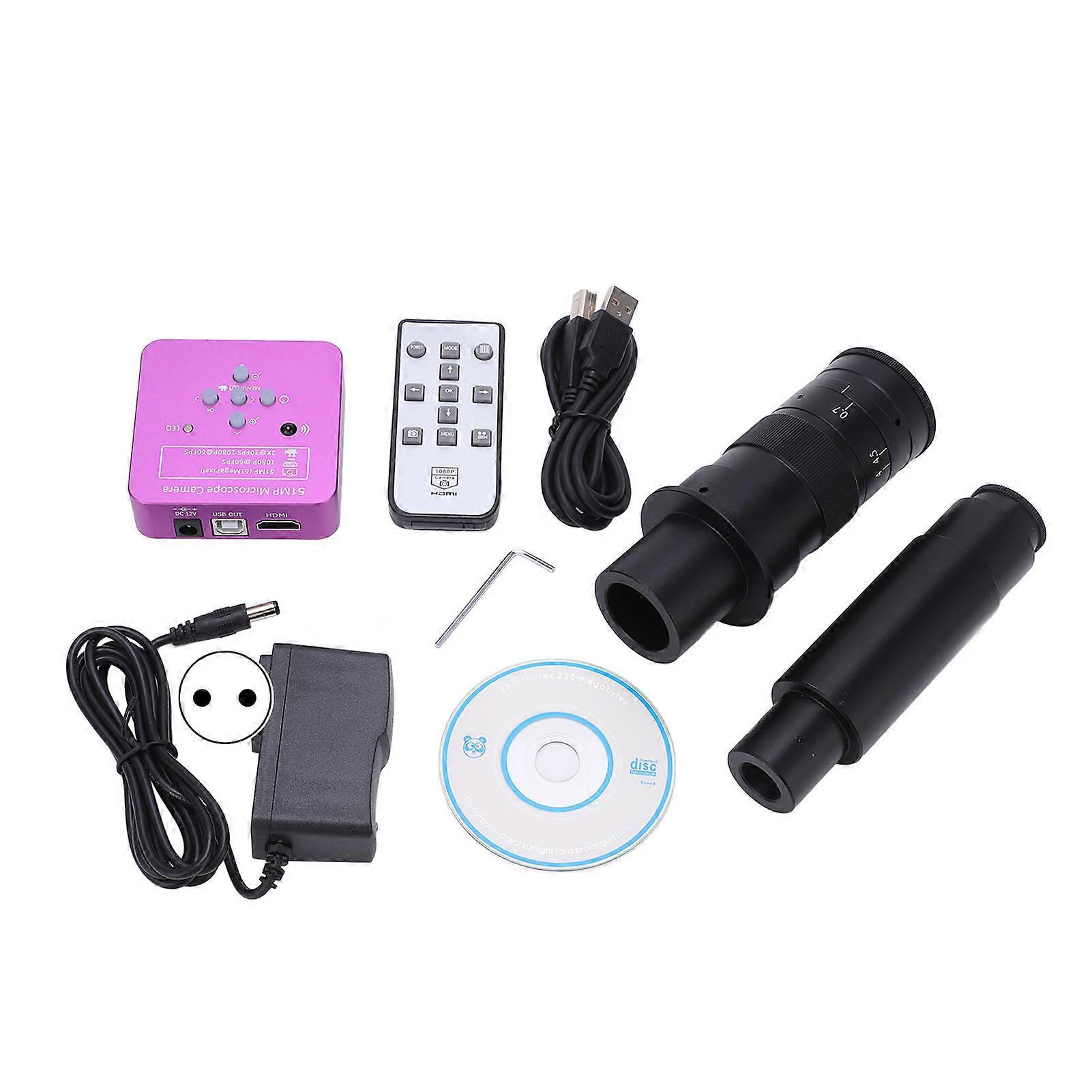 Microscope Camera 60FPS 51MP 300X Lens Aluminium Alloy Wide Application USB Microscope AC100‑240V for PCB WeldingEU Plug