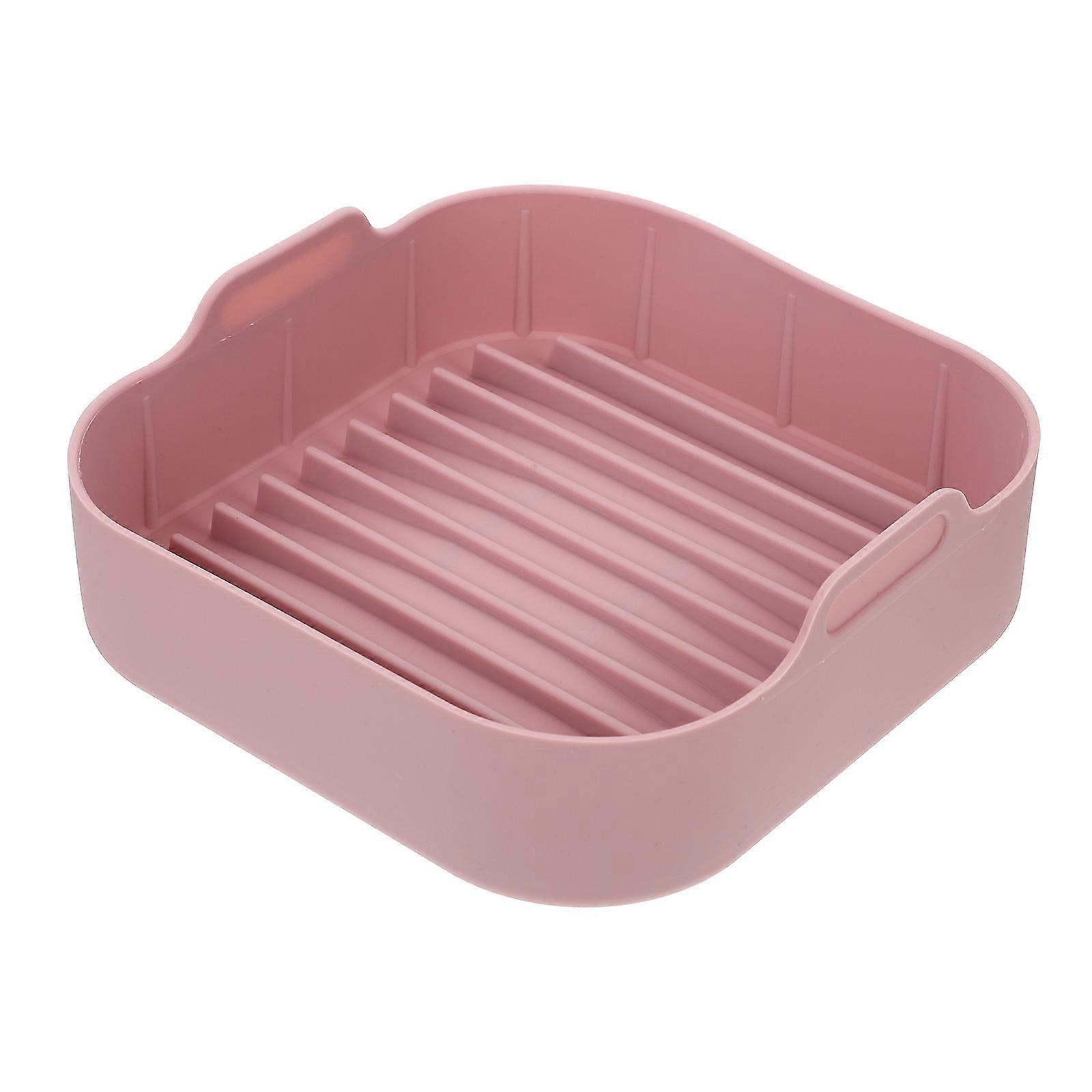 Air Fryer Accessory Silicone Pot Oven Safe Microwave Safe Baking 8.1×8.1×3in Pink 1Set