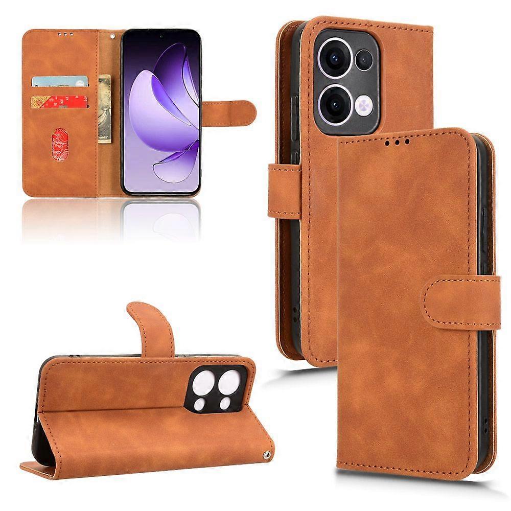 Case for OPPO Reno 13 5G Creative Magnetic Premium PU Leather Flip Case with Card Slot and Hand Strap Cover Compatible with OPPO Reno 13 5G