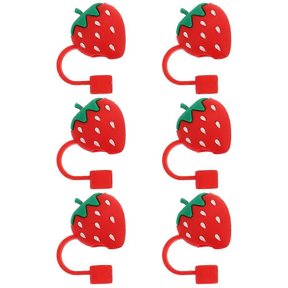 6pcs Reusable Silicone Strawberry Straw Covers for Tumblers – Flexible, Easy to Install Drinking Straw Protectors for Parties and Gatherings
