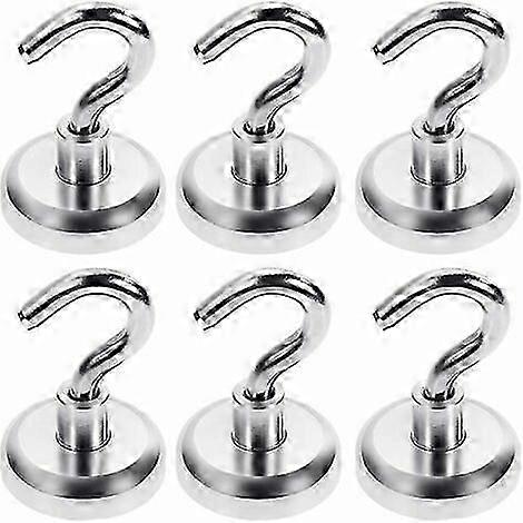 Super Strong Neodymium Magnetic Hooks - 6-Pack with 0-34KG Pull Force