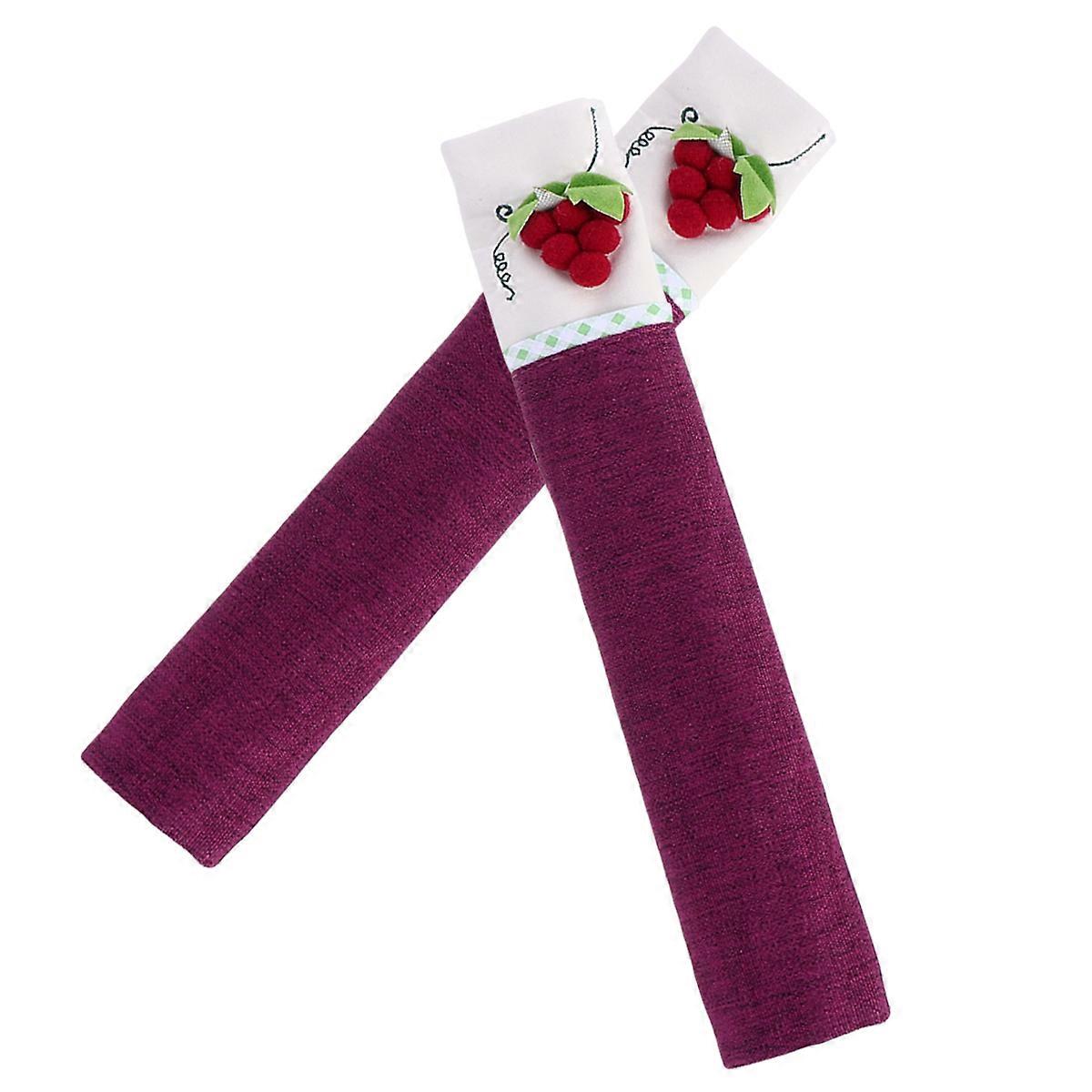 Refrigerator Handle Protector Fridge Door Cover Dust-Proof Linen Rectangular 2Pcs