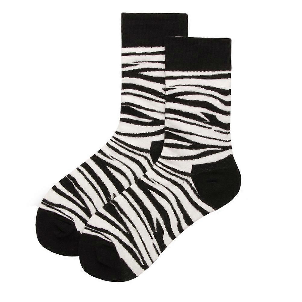 1 Pairs Novelty Mid-Calf Socks Zebra Pattern Crew Sock Funky Athletic Socks Winter Couple Socks For Women Men Girl Boys Zebra Print