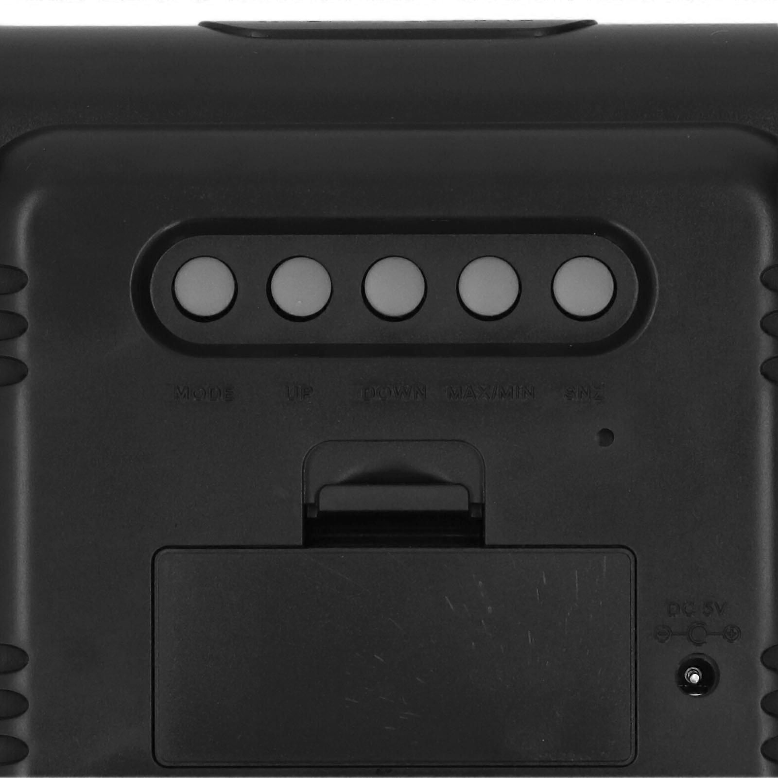 Weather Station Clock Temperature Humidity LCD Color Display LED Backlight Snooze Function Projection Alarm Clock Black Without Wiring