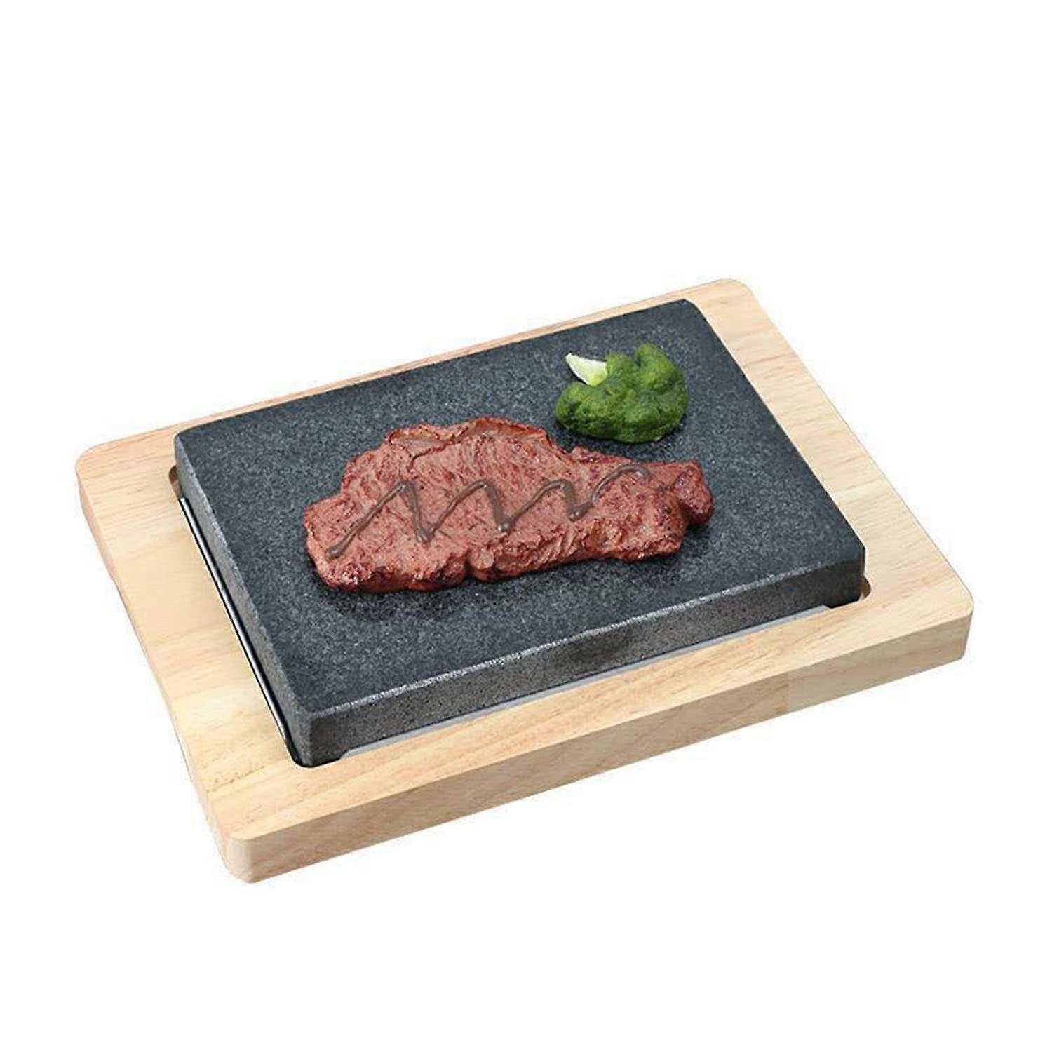 Grill Plate Lava Stone, Hot Stone Steak Stone, 25 x 15 x 3 cm, Natural Grill Stone, Ideal for Fish, Vegetables, and Meat, Also for Pizza