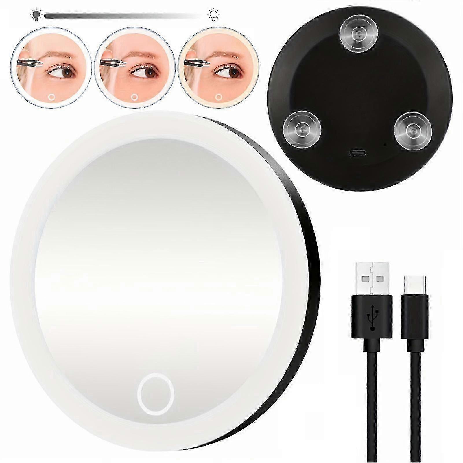 10X-30X Magnifying Mirror with 3-Color LED, Suction Cup, Dimmable, USB Rechargeable, Portable Travel Makeup Mirror