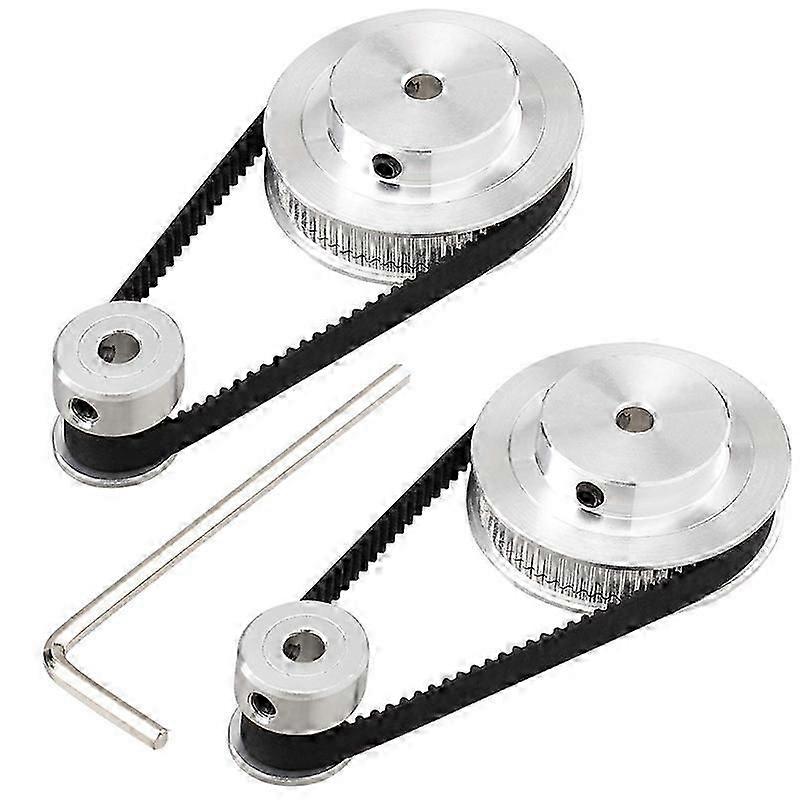 2 Kit GT2 Synchronous Wheel 20&60 Teeth 5mm Bore,Aluminum Timing Pulley with 2 Pcs Length 200mm Wid