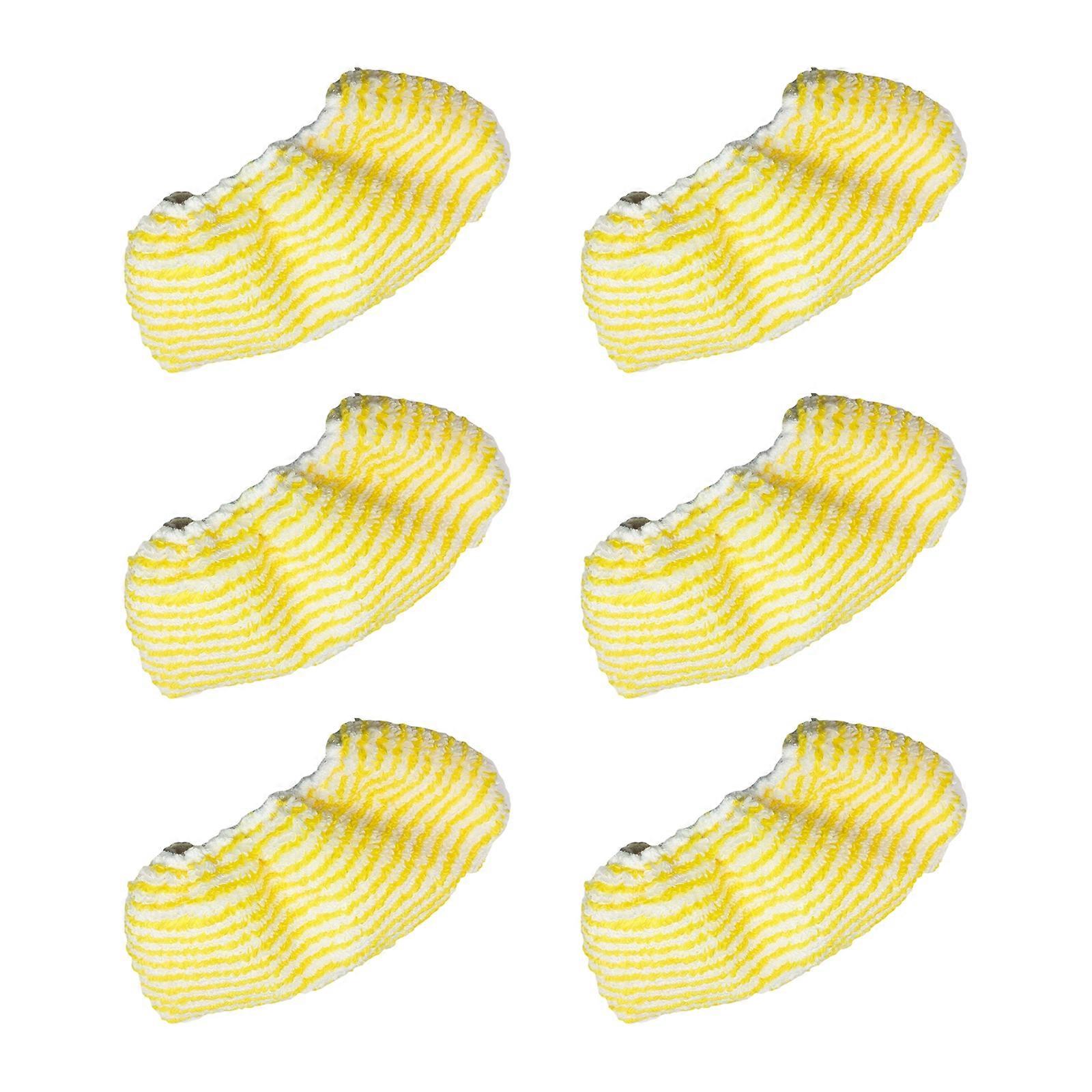 6Pcs Quick Install Steams Mop Replacement Pads Yellow Polyester Fabric Cloths Covers For Powerful Grimes Elimination Multicolor
