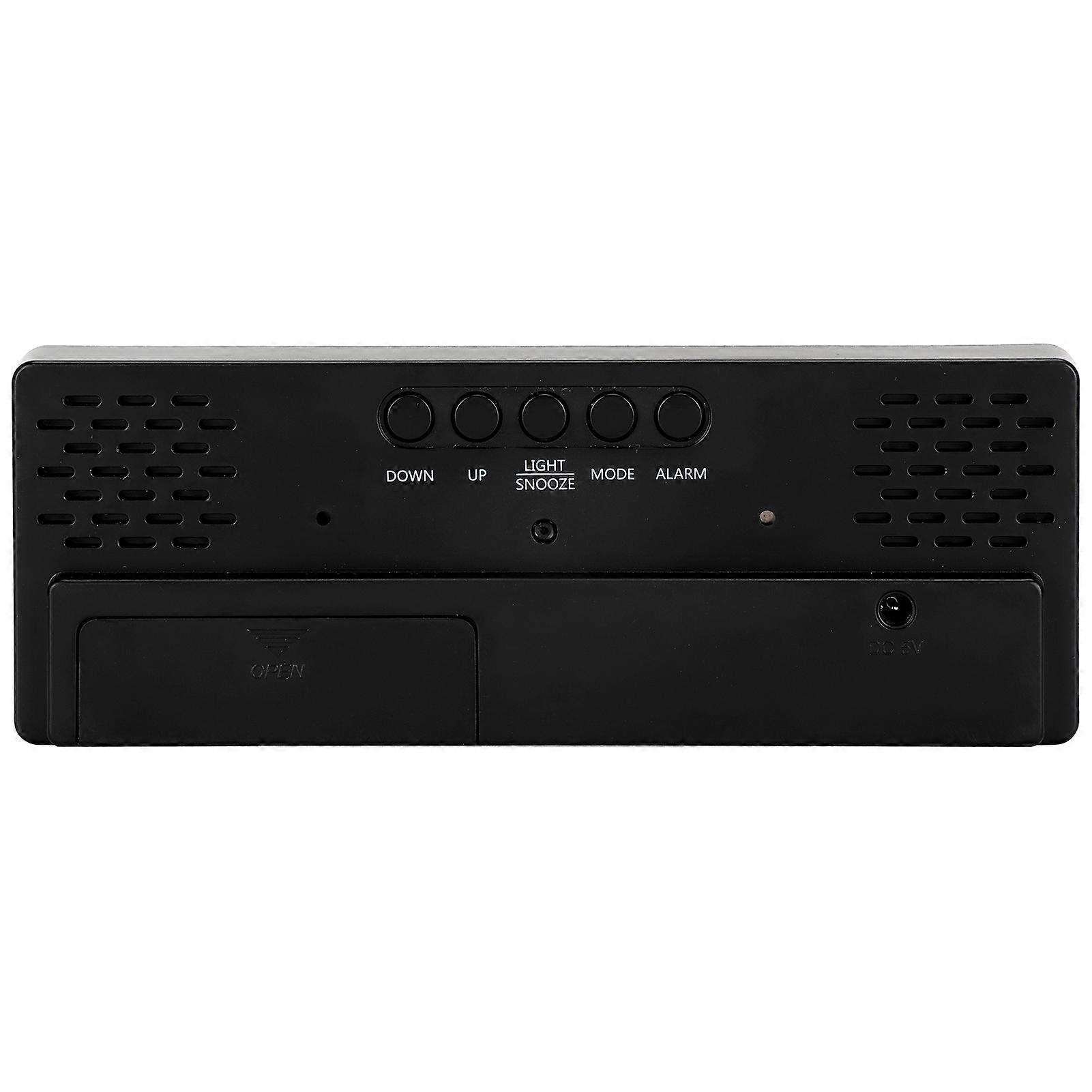 LED Mirror Alarm Clock USB Electronic Digital Table Rechargeable Mirrored Decoration SuppliesRectangular Black Shell Mirror White Lamp