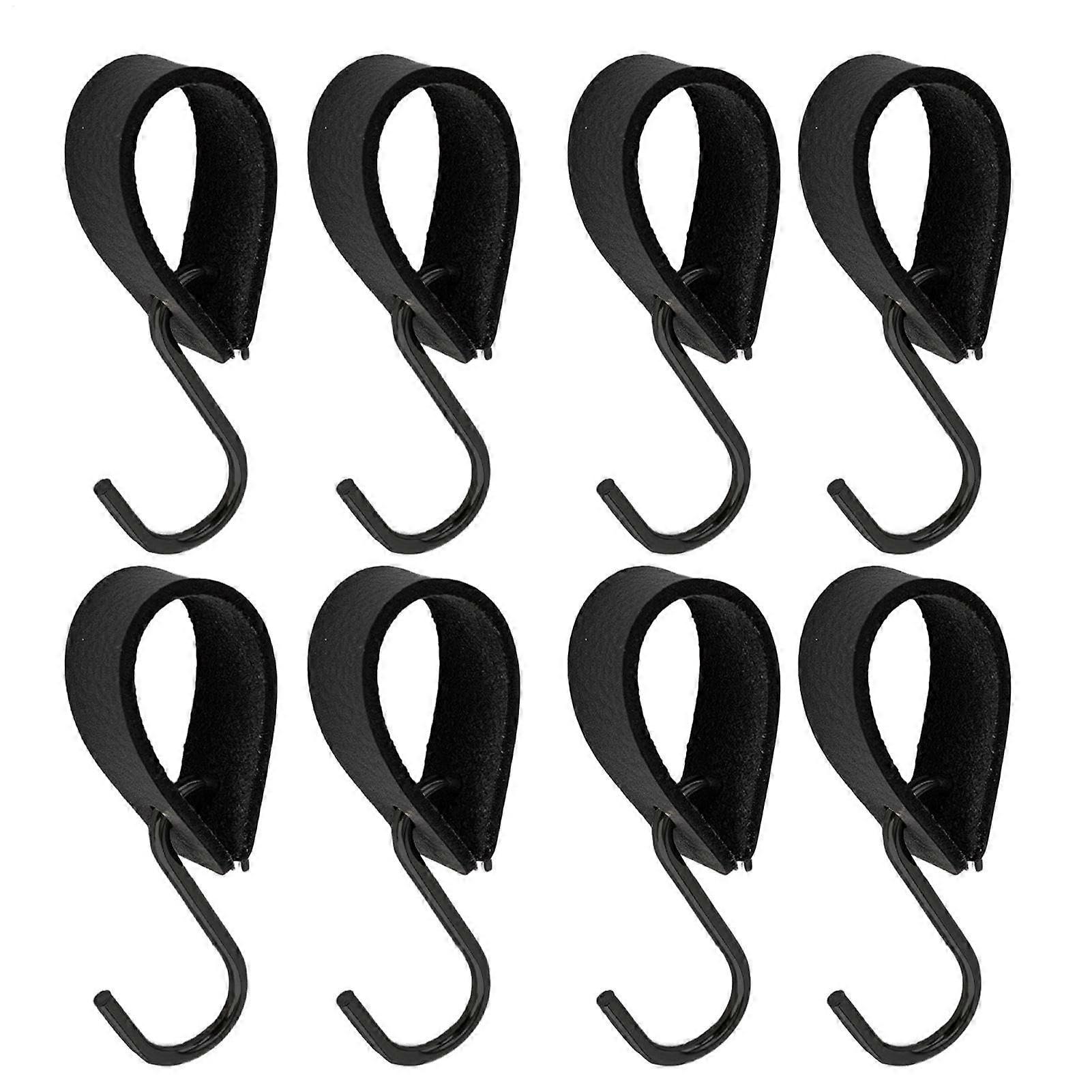 S-Form Leather Hooks for Outdoor Use – 8-Pack PU Leather Camping Hangers, Multi-Purpose Kitchen and Bathroom Organizers