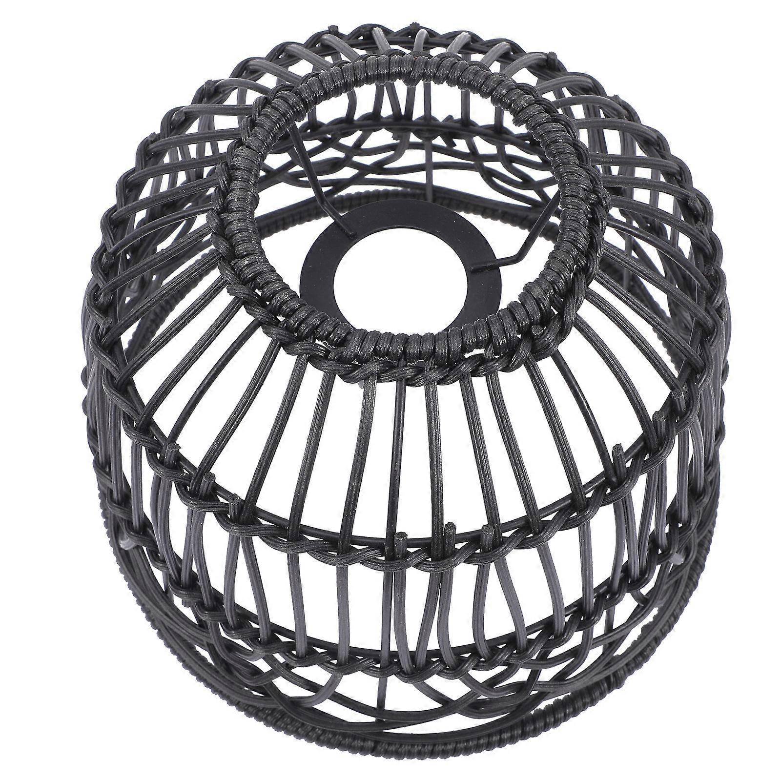 Rattan Lampshade Replacement Woven Pendant Light Shade for Home Use Black .5 Inches
