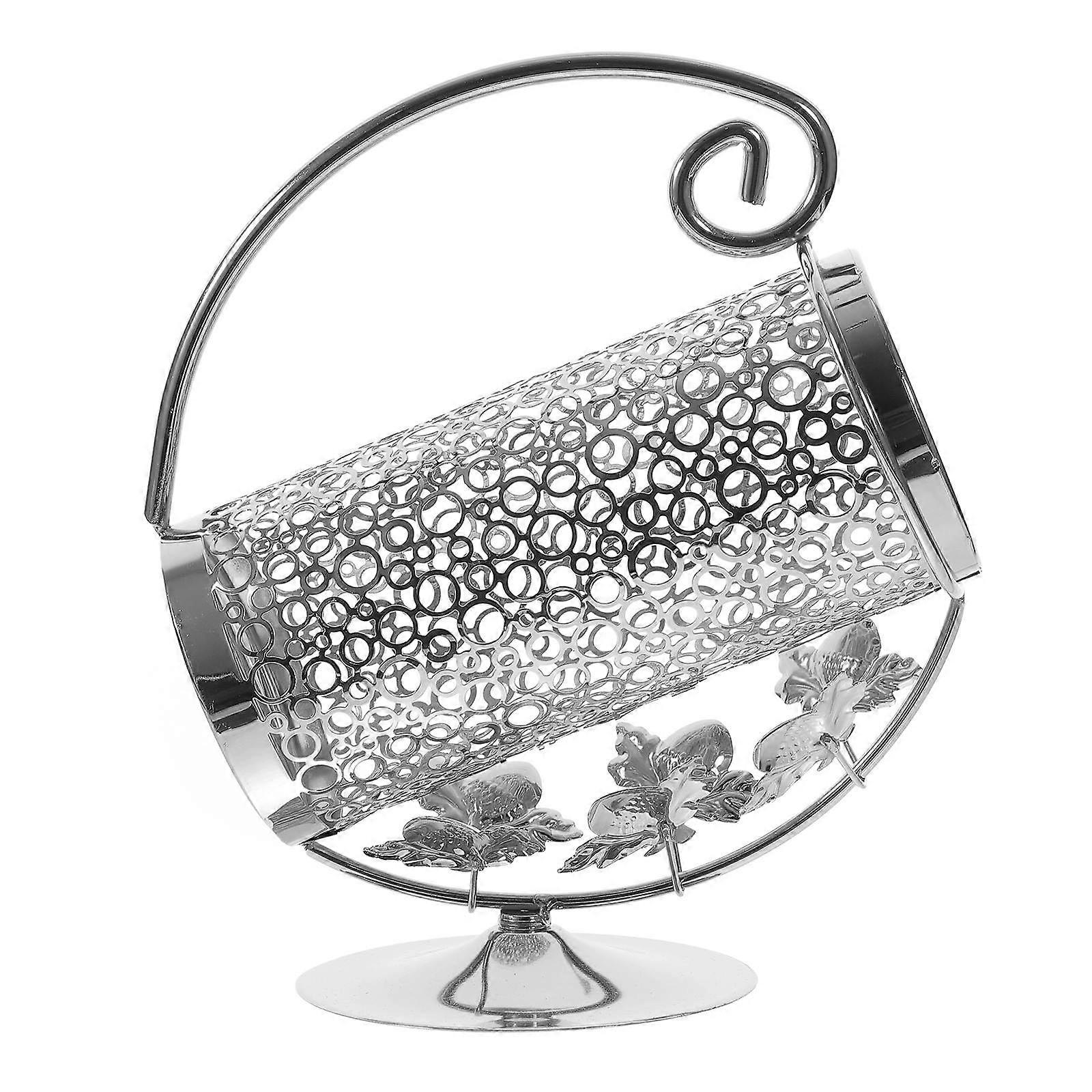 Modern Single Holder with Stable Design for Storage Silver Iron Small Rack 6.5x4.5x8.5 Inches