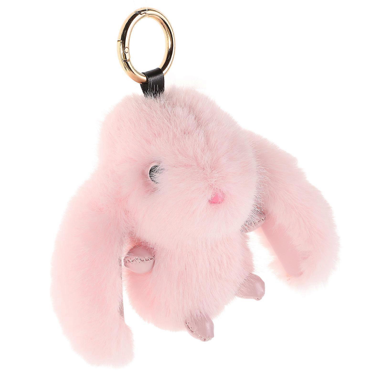 Plush Bunny Keychain Pink Soft Luxurious Touch Fluffy Rabbit Keychain Accessory for Decor Use