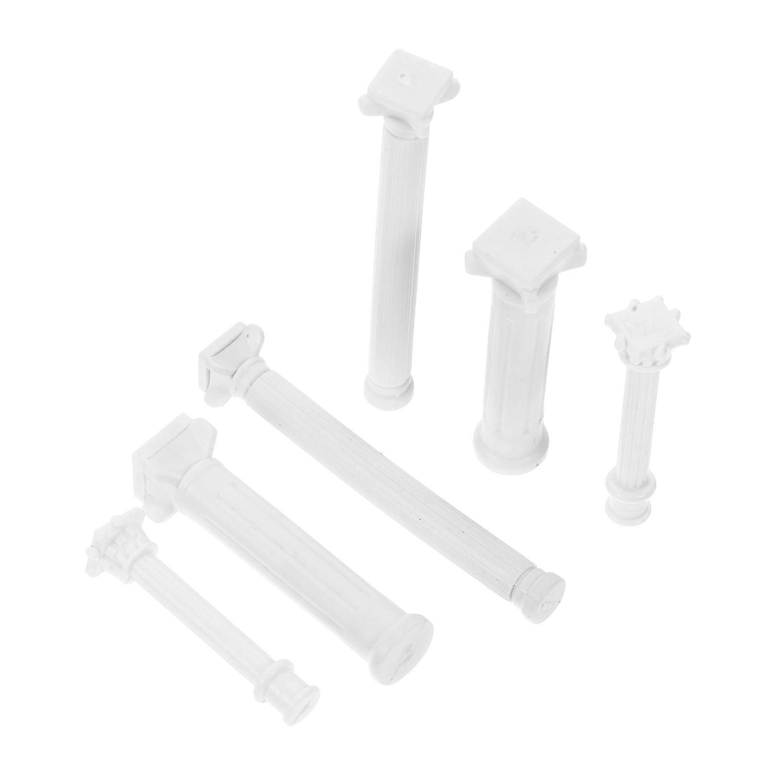 Micro Landscape Roman Column Pillars Decorative Miniature White 6Pcs For Diy Sand Table Building Artistic Ornament