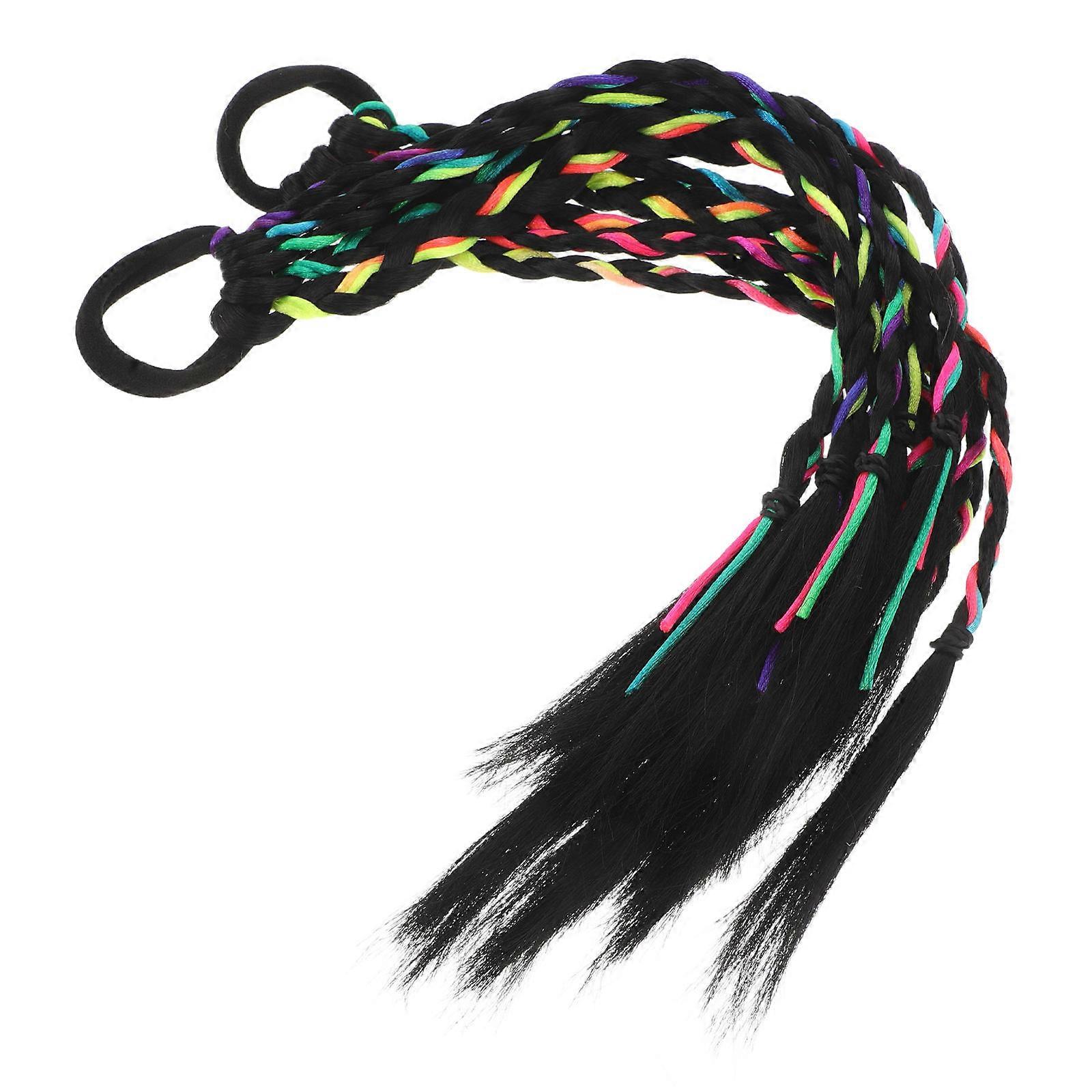 Colorful Hair Braids for Kids Girls Ponytail Extensions Synthetic Hairpieces for Halloween Party Dress Up Assorted Color