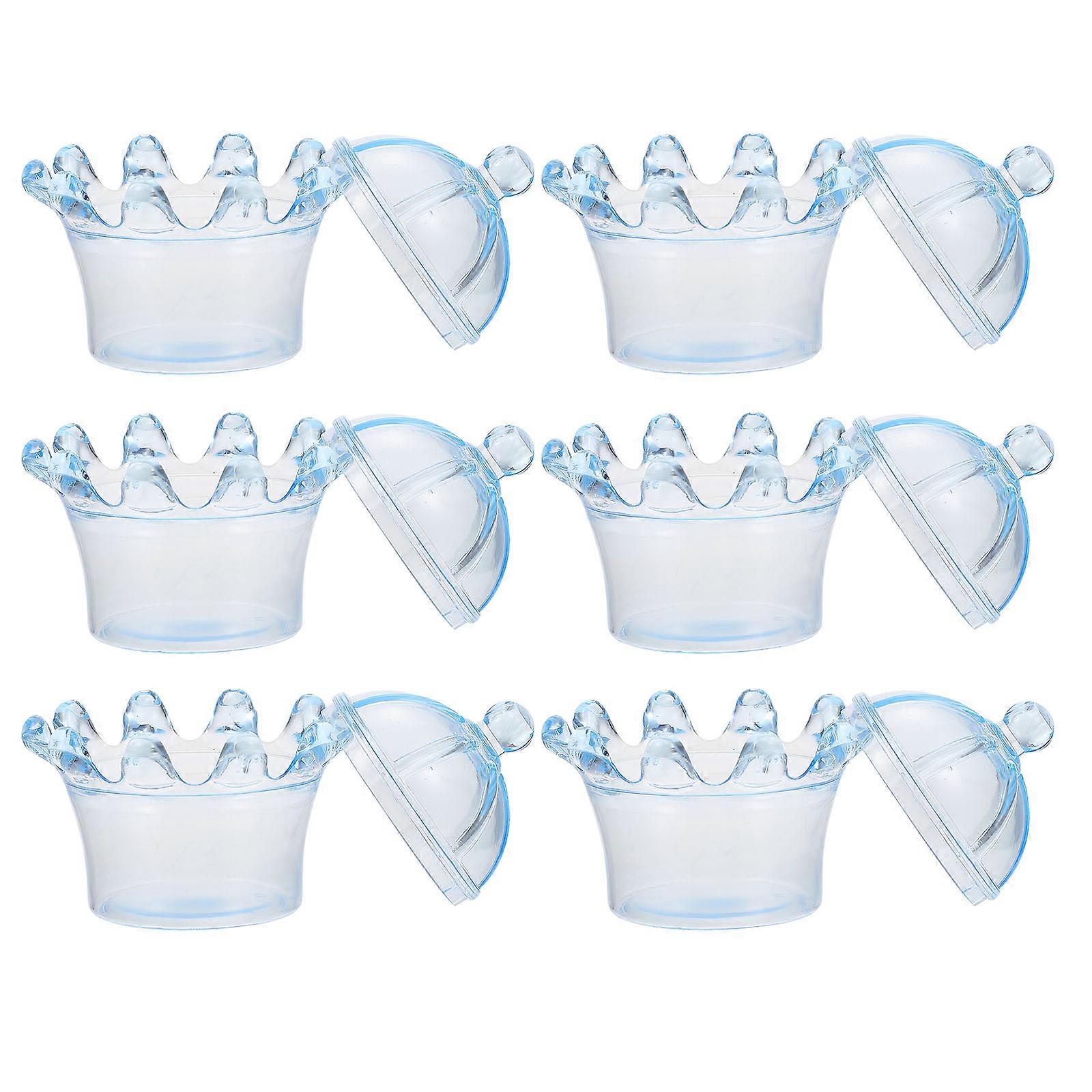 Square Hollow Wedding Candy Box Crown Shape Storage Photo Prop Blue 8x7cm 6Pcs