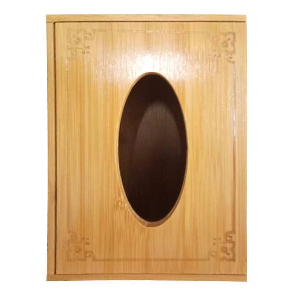Bamboo Tissue Box Cover for Paper Storage Beige Rectangular 16x12x8.8cm