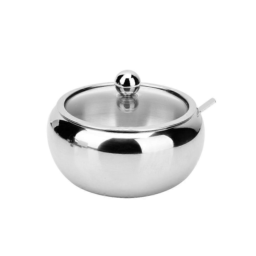 Ensemble de pot d’assaisonnement avec cuillère Boîte d’assaisonnement en acier inoxydable Fabrication Stockage de condiments Argent 1Pack