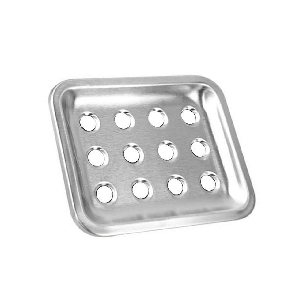 Soap Drainer Holder Stainless Steel Double Layer Soap Box Holder Extend Soap Life Square Shape with Dot Design for Shower Bathroom Kitchen 1Set