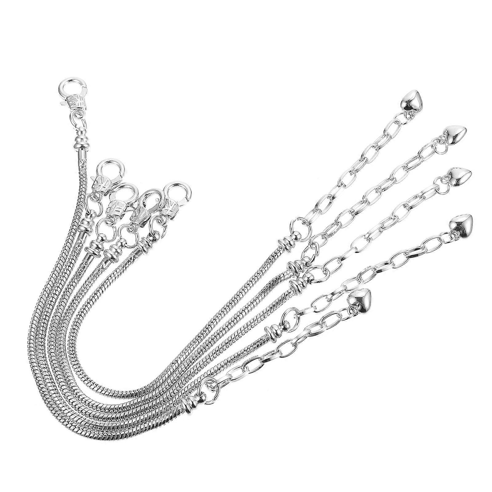 DIY Bracelets 5Pcs Silver Copper Bracelets Snake Bone Chains Comfortable Wear for Decor