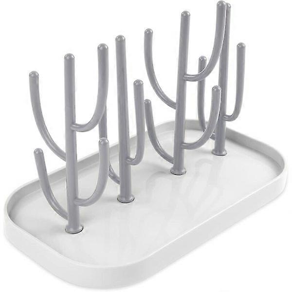 Portable Antibacterial Bottle Drying Rack with Removable Drip Tray (Beige)