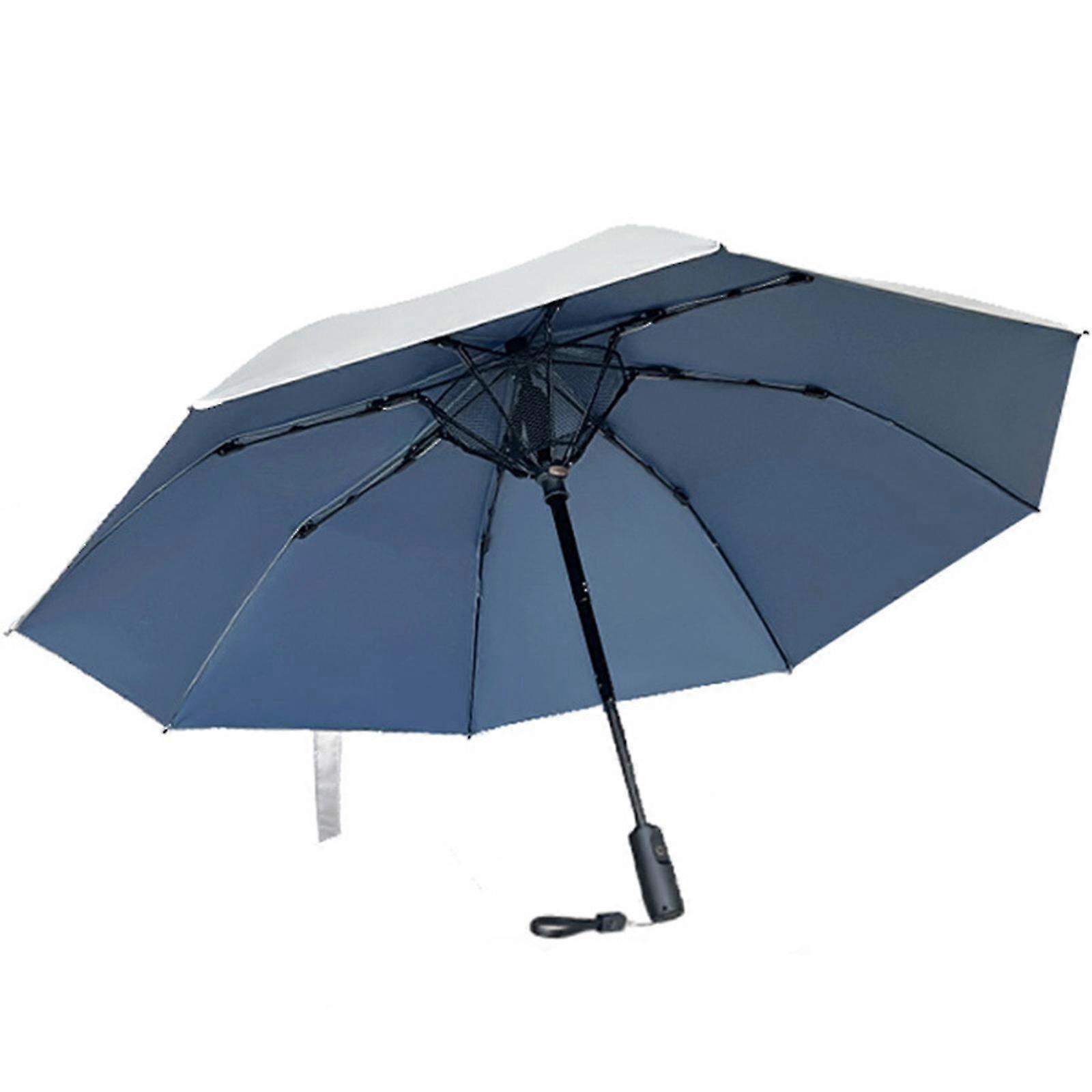 AURA Innovative 3-in-1-Regenschirme mit Lüfter und UV-Sonnenschutz für Pendler und Reisende Dunkelblau im Inneren