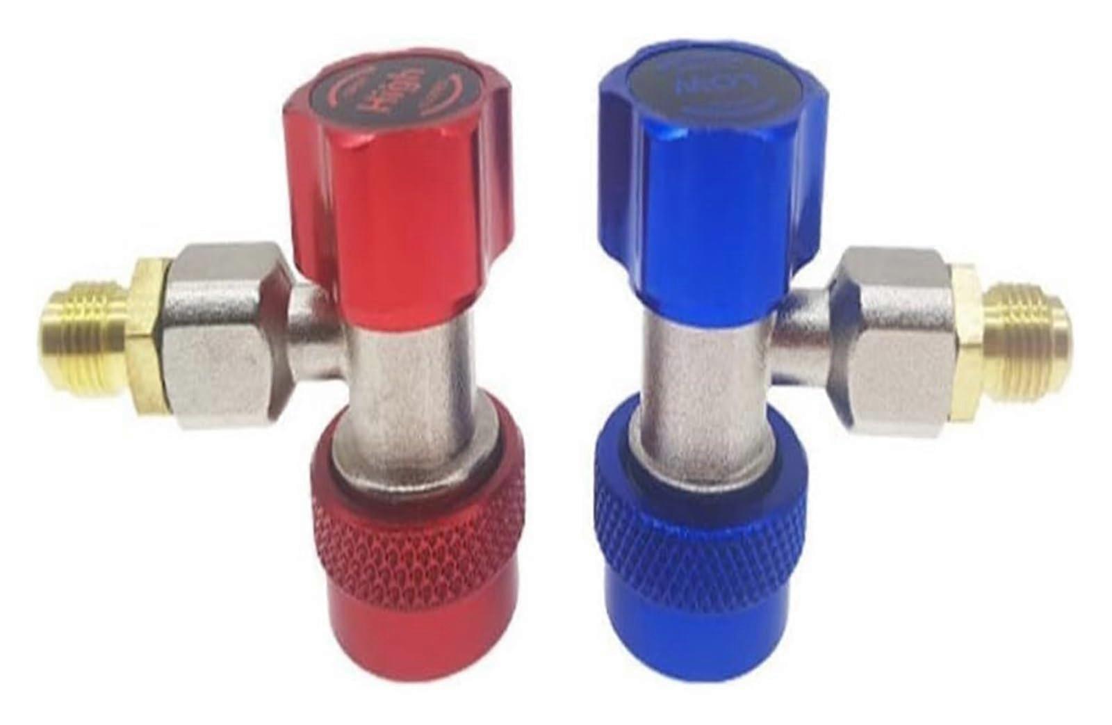 R134A Quick Fitting Coupler Brass Adapter Connector, Red And Blue, Brass Connection, R134A Compatible