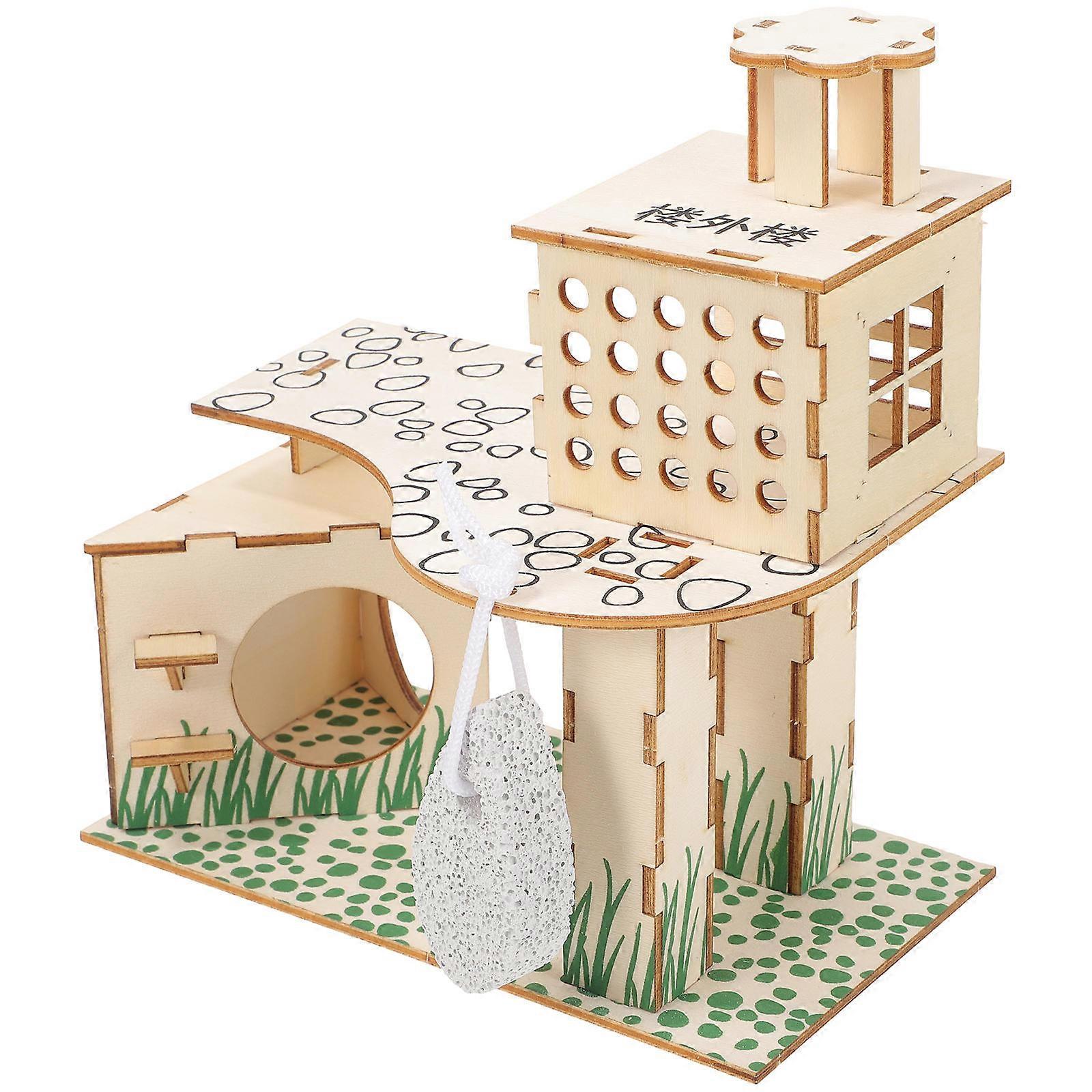 Wooden Hamster House for Kids Use Safe Durable Natural Material Assorted Color 6x4x4 inches