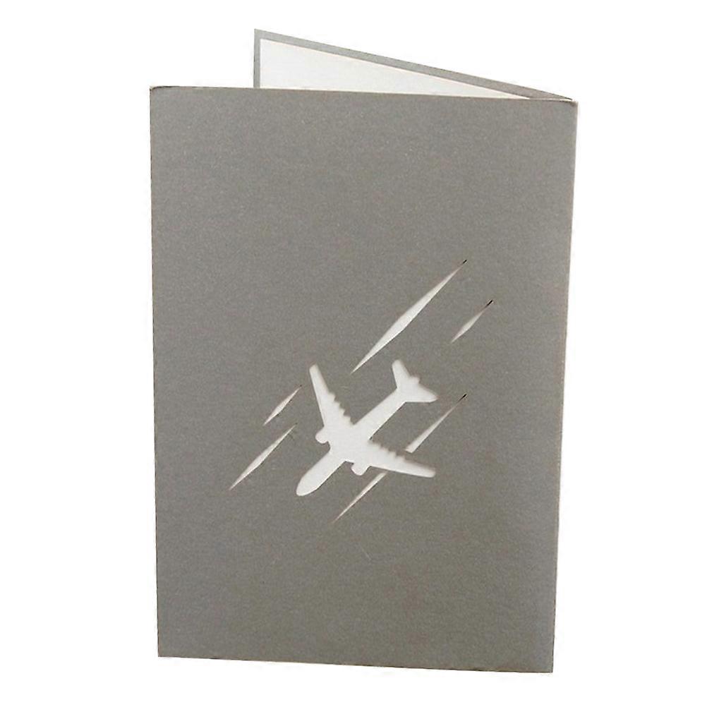 Light Grey 3D Aircraft Greeting Card for Graduate Made of Paper 7x5 inches