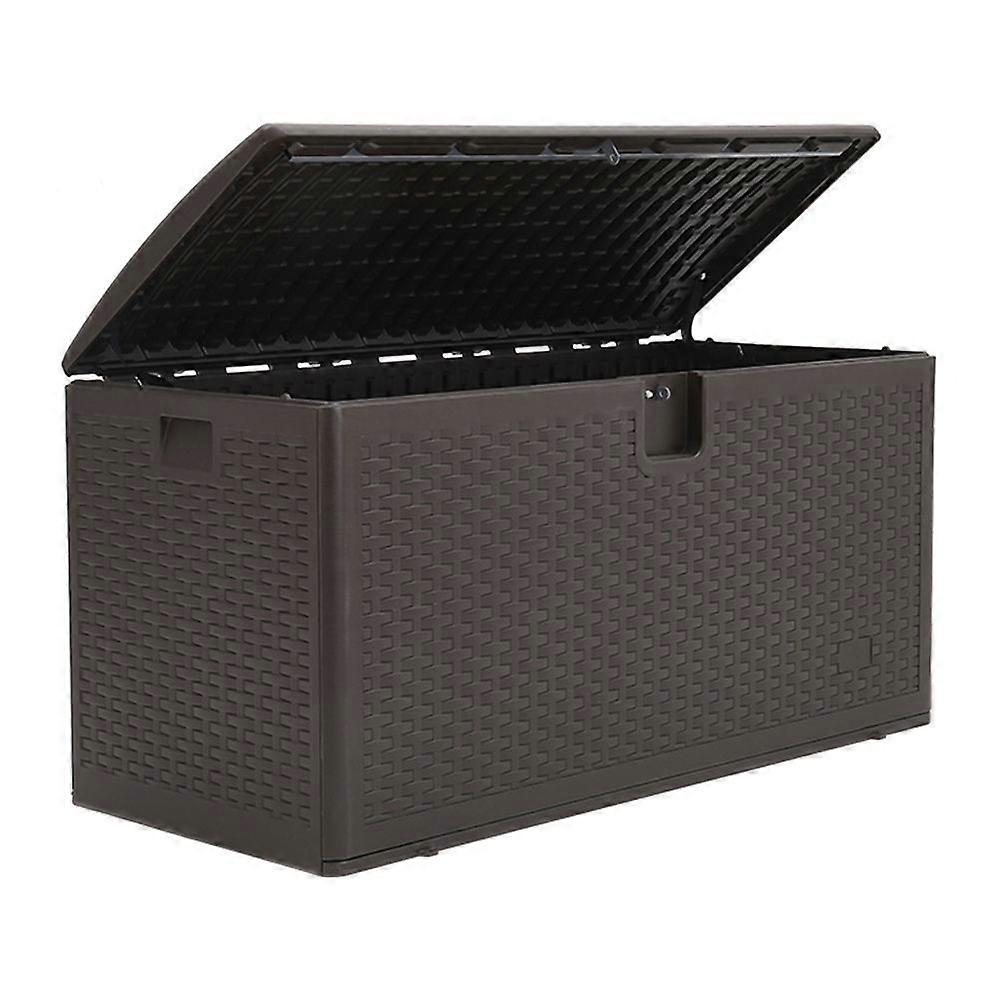 99-Gallon Brown Rattan Outdoor Deck Box