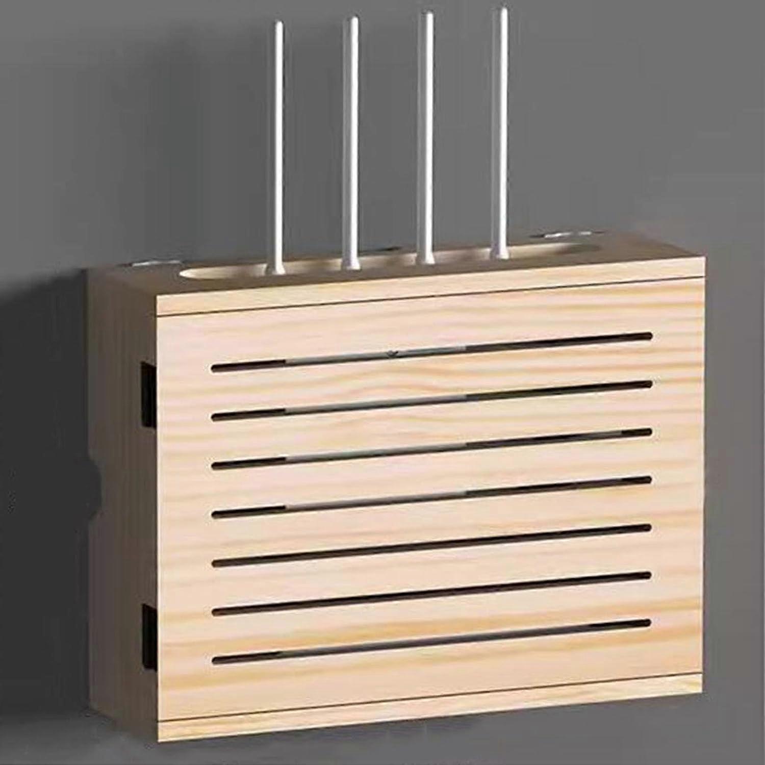 Wallmounted WiFi router shelf, storage box for cable management and wall decoration, hiding router, TV set, box and cables (Color: D)