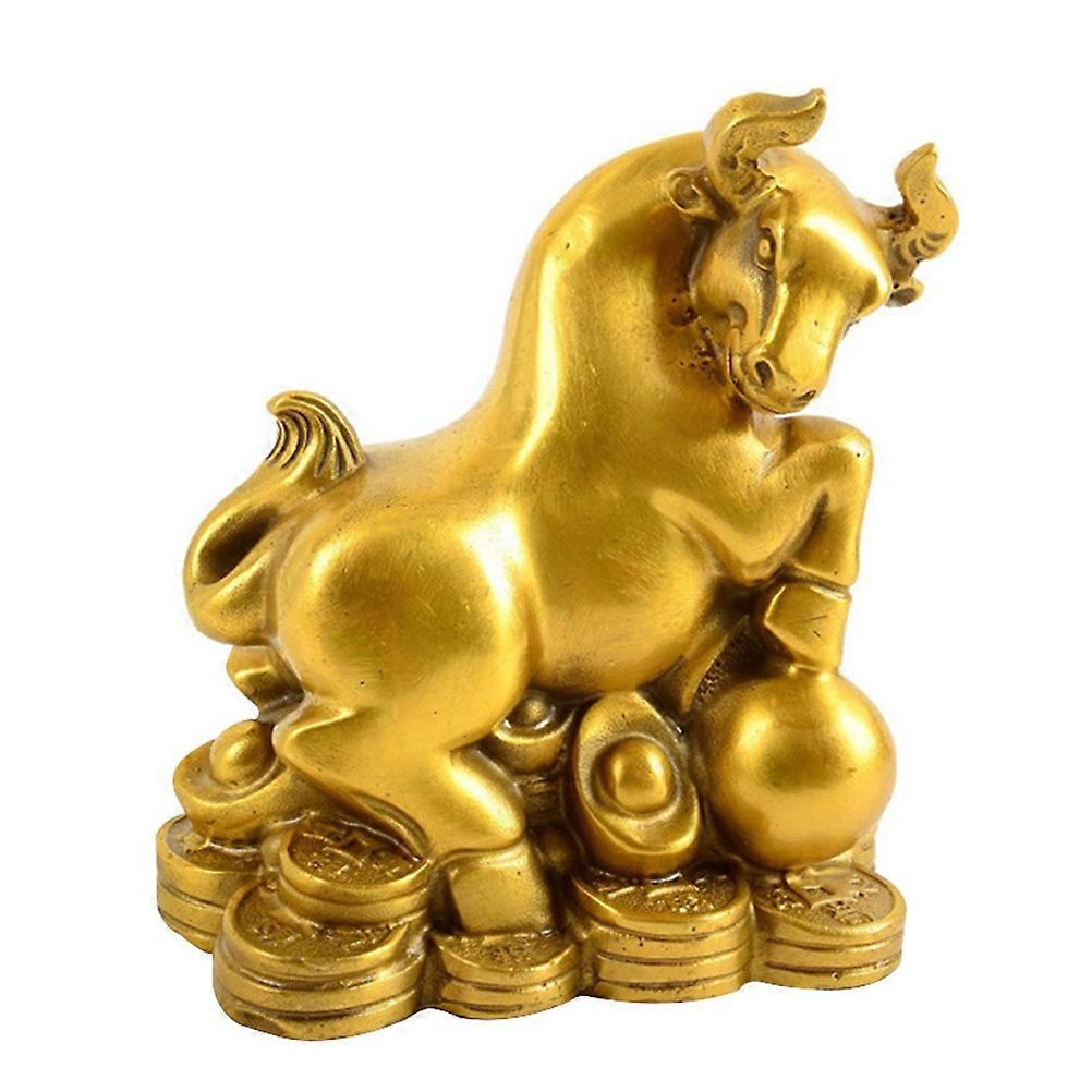 Golden Copper Ox Adornment for Decoration with Strong Three Dimensional Sense Perfect for Desk or Bookshelf 1pc