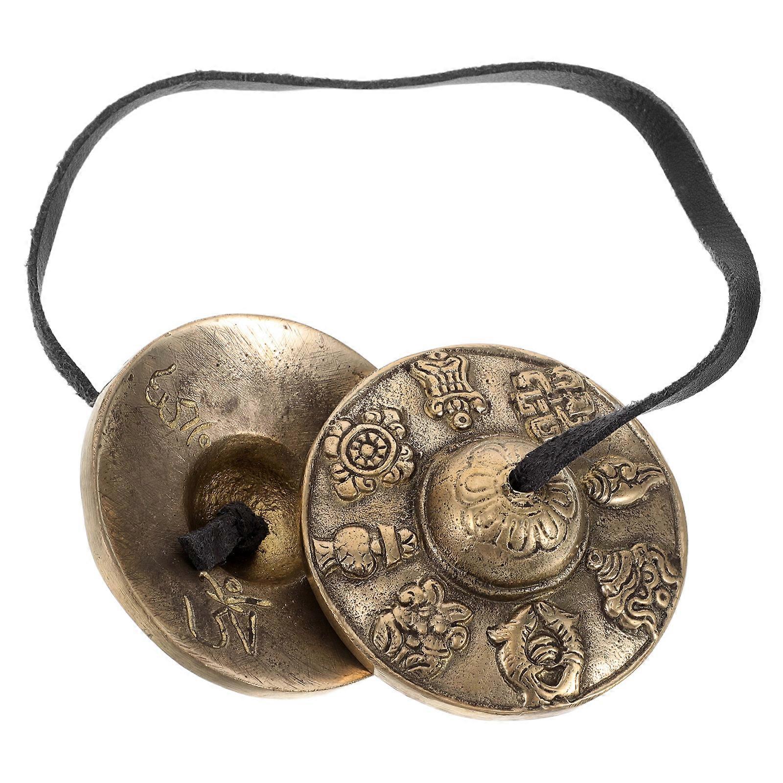 Brass Tingsha Bells for Relaxation, Meditation Chimes, Vajrayana Ceremonial Instrument, Durable Cultural Music Accessory