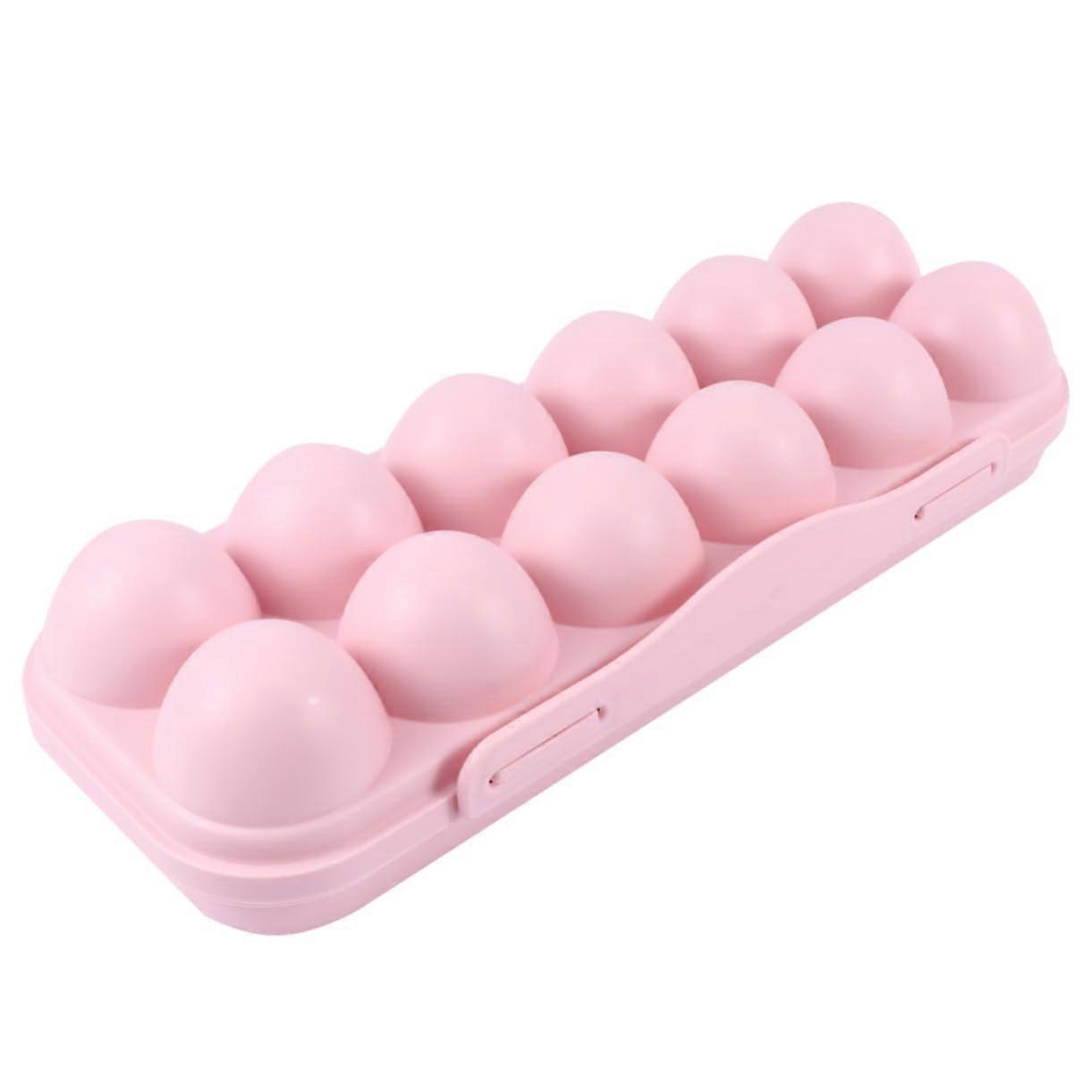 2 Pack Stackable Egg Storage Box with Lid for Large Eggs Space Saving Shock Resistant Transparent Pink