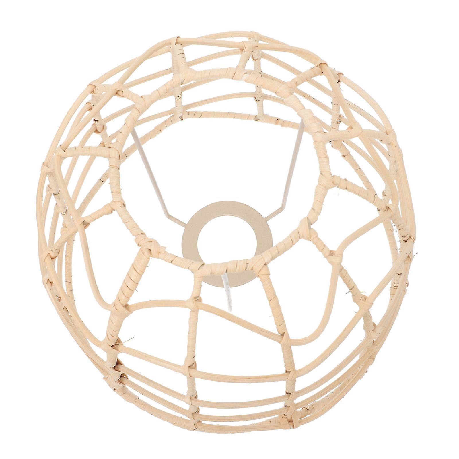 Stylish Lampshade 1Pack Round Rope Pastoral Decor For Home Atmosphere Creation In Brown Wicker And Iron Material