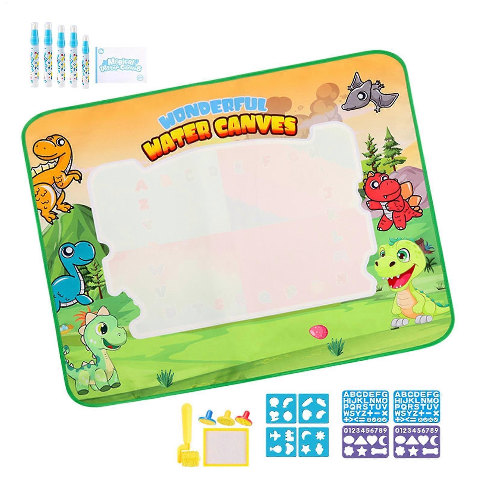 Water Drawing Mat for Kids, Reusable Doodle Mat with Magic Markers, Ideal for Halloween and Creative Activities, Dinosaur Theme