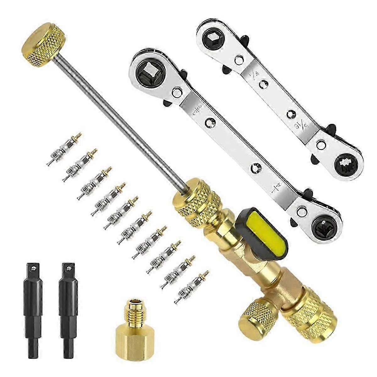 HVAC Valve Core Remover Installer Tool Set with Bit Adapters for Refrigeration Service
