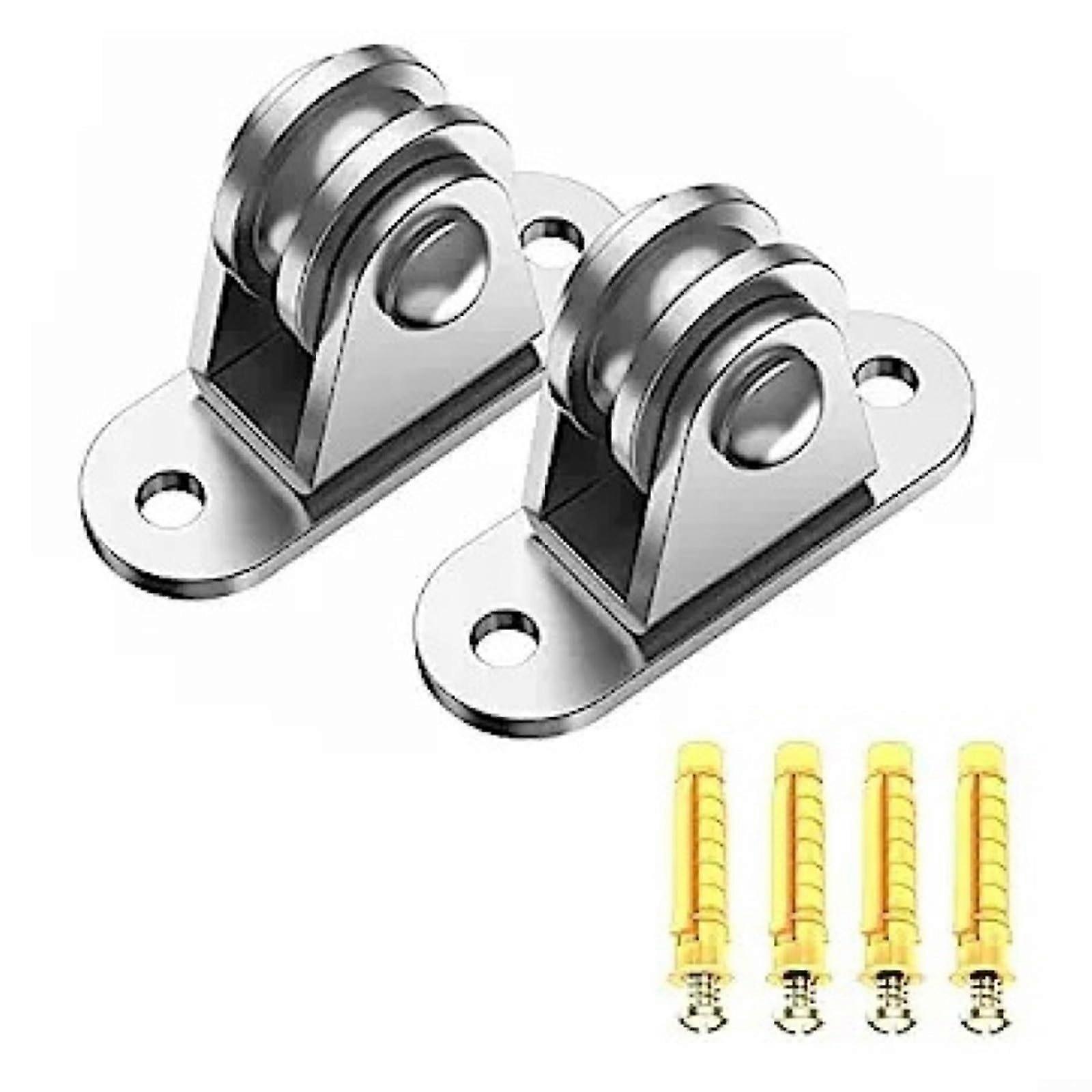 Stainless Steel Dual Pulley Roller Set, Heavy Duty Fixed Pulley 176 lbs Load Capacity, Mute Bearings for Gym and Material Handling (2PCS)