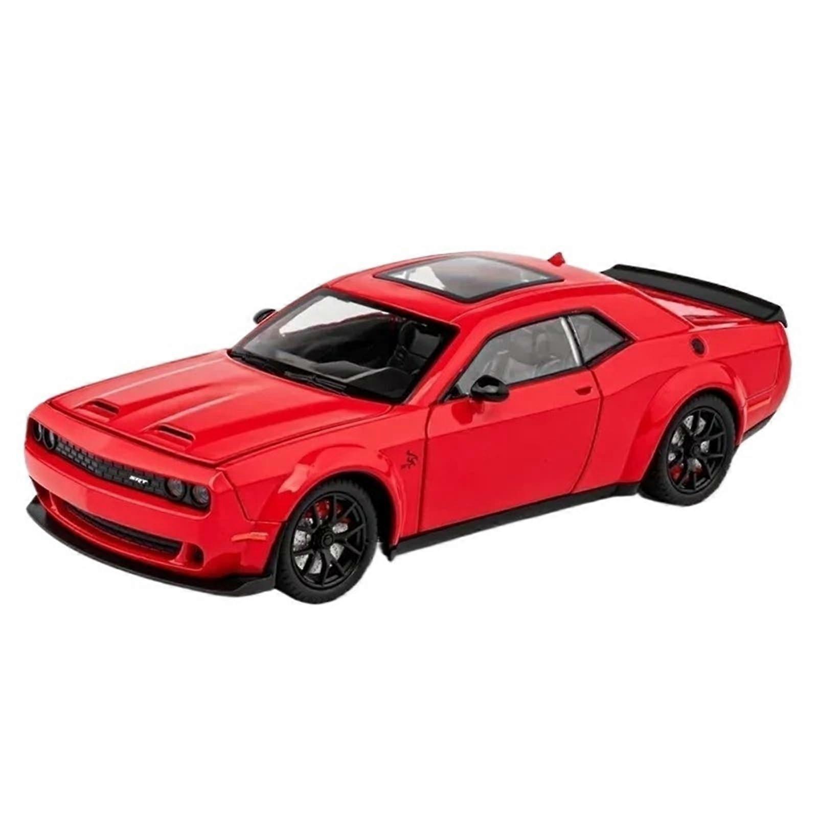 Diecast 1:24 Scale Alloy Car Model Simulation Prefabricated Metal Vehicle Model Display Collection for Dodge Challenger (Red)