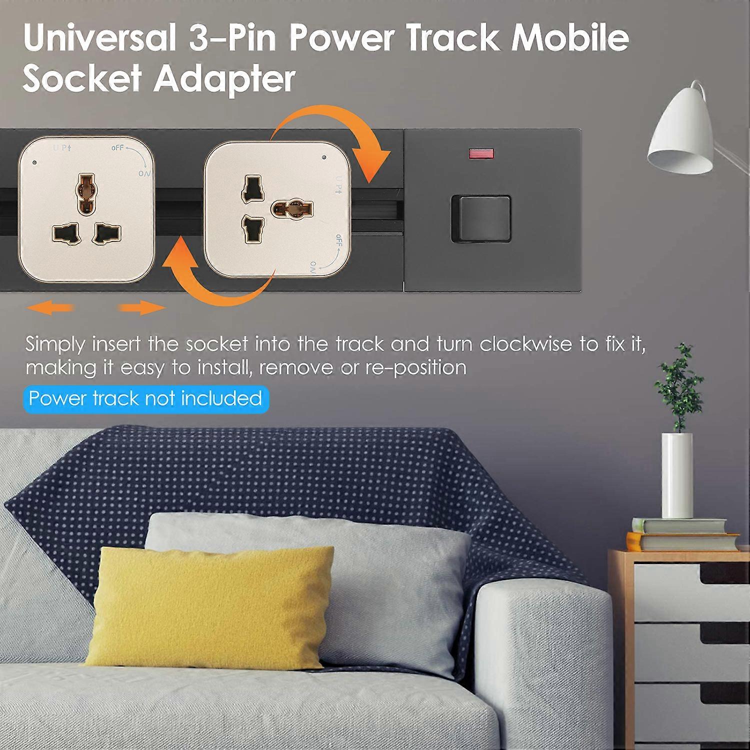 Universal 3-Pin Track Sockets Power Track Socket Outlet Versatile Electric Mobile Track Socket Power Track Adapter