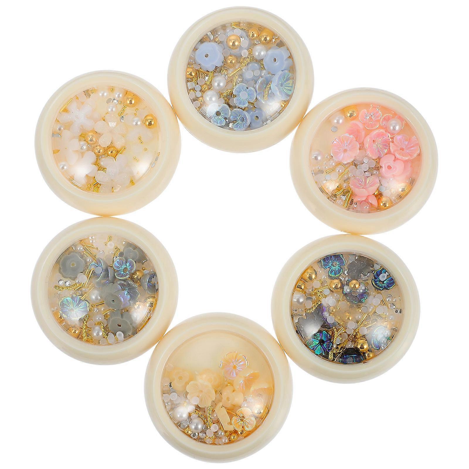 6 Boxes 3D Resin Nail Art Decorations Assorted Color for Craft DIY Creative Charm Jewelry