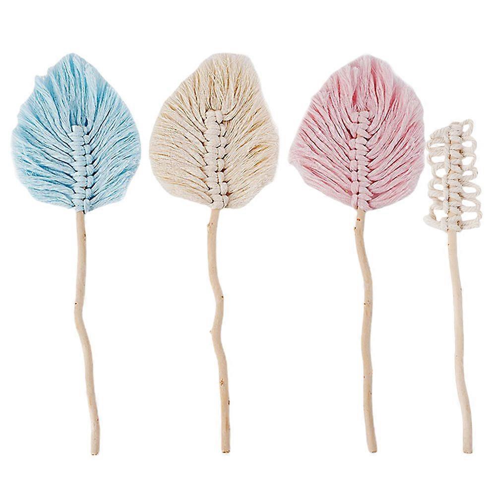 Leaf Shape Wall Ornament for Home Decor Made of Cotton Rope and Wood with Decoration Function