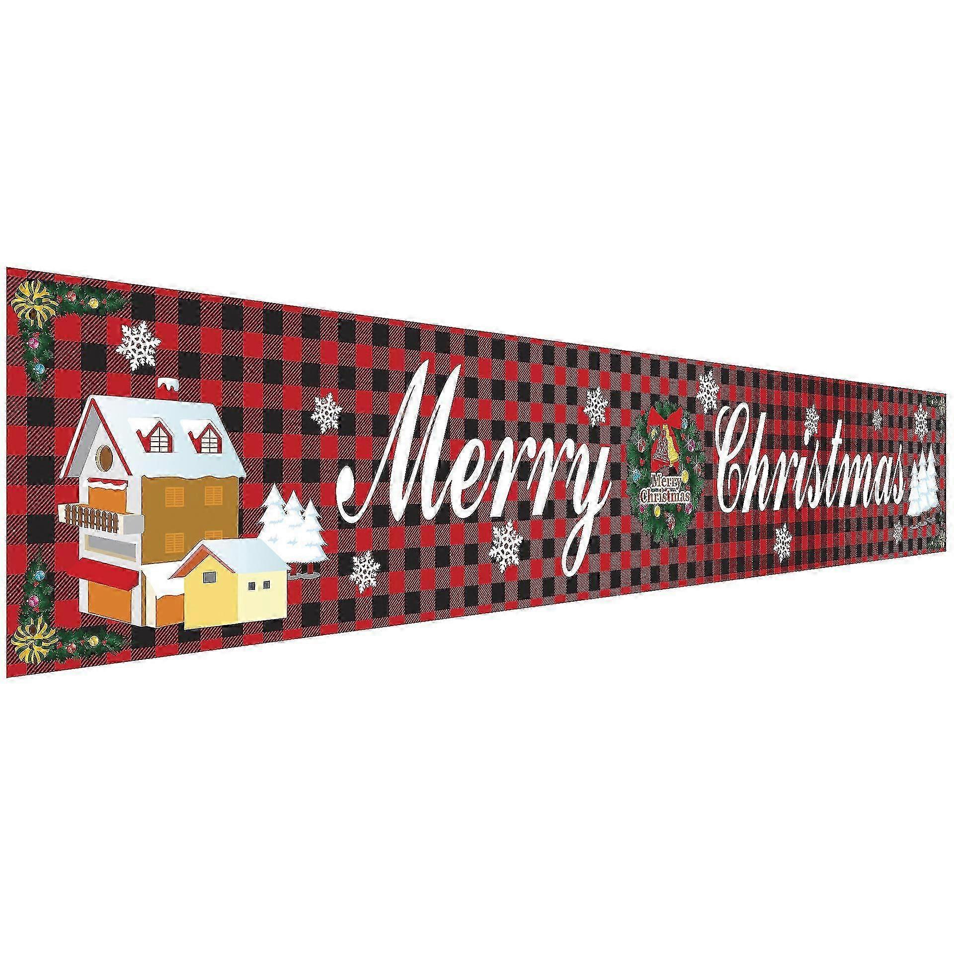 Large "merry Christmas" Banner - Red Christmas Sign With Snowman - Indoor And Outdoor Decoration