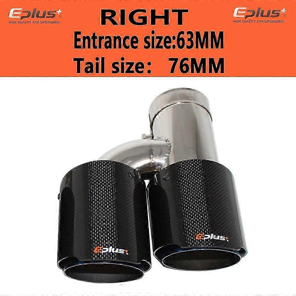 2025 EPLUS Car Carbon Fiber Glossy Muffler Tip H Shape Double Exit Exhaust Pipe Mufflers Nozzle Decoration Universal Stainless Blue