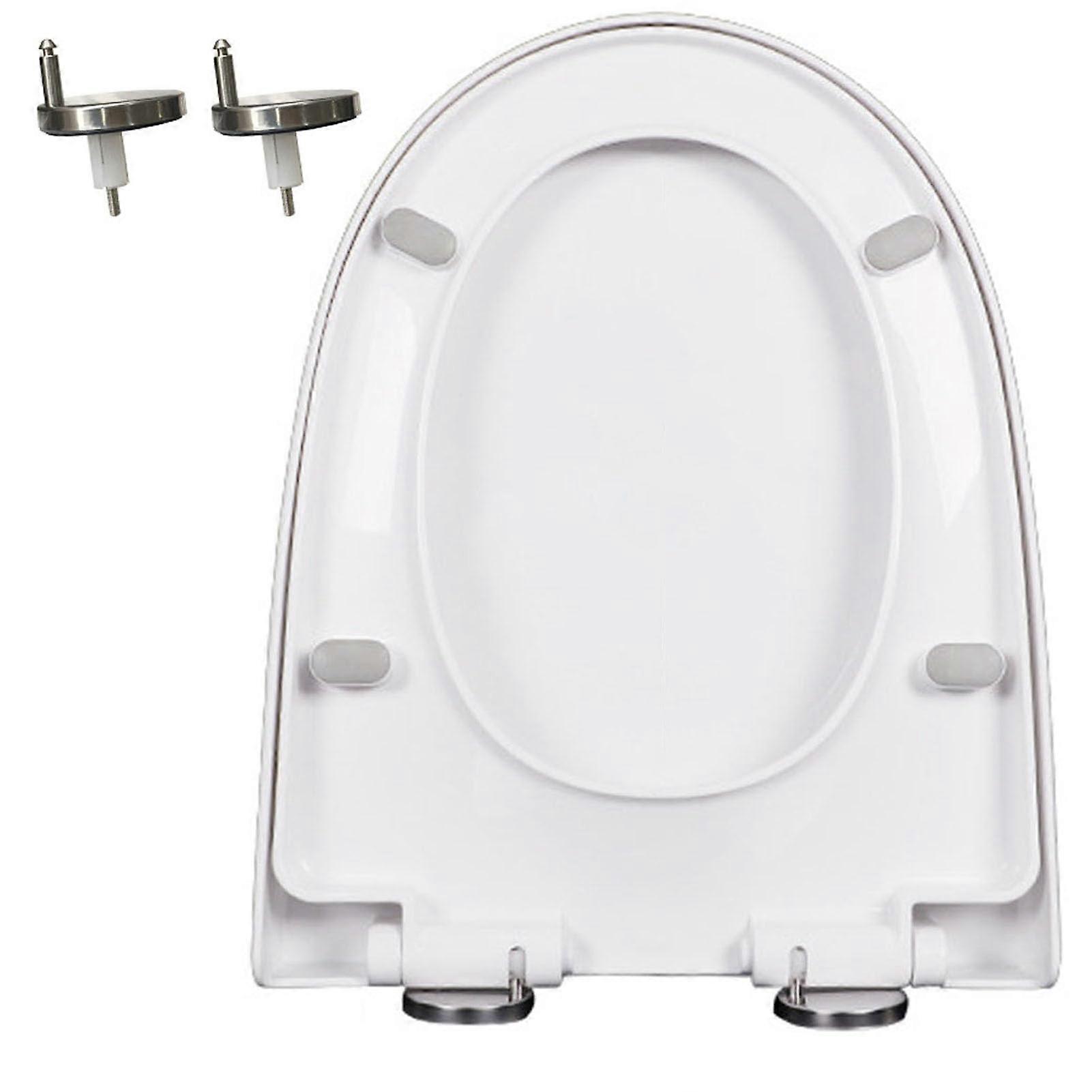 Slow Close Toilet Seat 47x37cm White PP Adjustable Hinge Quiet-Close Lid Easy Clean with Quick Release Feature